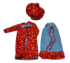 1970s Barbie Francie Clone Outfit Red Floral Jacket Dress W Hat Bild Lili Babs - £12.81 GBP