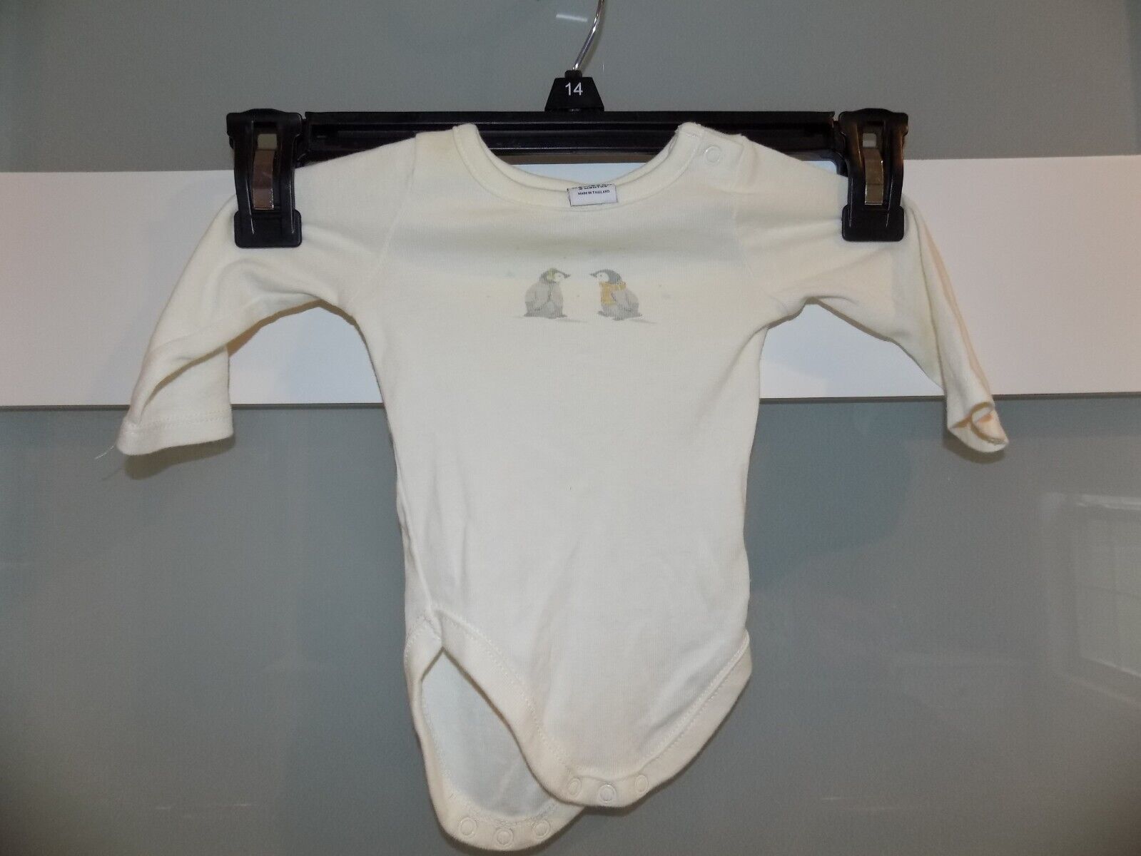 Janie and Jack Penguins Off White LS Snap Tee Size Newborn EUC - $11.83