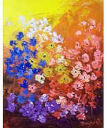 Original Modern Palette Knife Acrylic Floral Painting  - £31.10 GBP