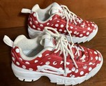 Ladies Women&#39;s Red White Polka Dot Minnie Mouse Fila Sneakers Size 6, Bi... - $34.65