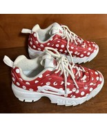 Ladies Women's Red White Polka Dot Minnie Mouse Fila Sneakers Size 6, Big Kids 4 - $34.65