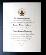 Vtg 1965 Lyndon Johnson &amp; Hubert Humphrey Inaugural Committee Framed Inv... - $39.99