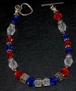 UF Blue &amp; Orange Gators Crystal Bead &amp; S925 Silver Letter Bracelet w Hea... - £19.71 GBP