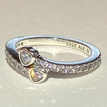  Sterling silver S925 two delicate 2 heart hearts ring all sizes available  sale - £13.57 GBP