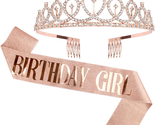 Birthday Crown, Didder Birthday Girl Sash &amp; Rhinestone Tiara Set, Birthd... - £10.74 GBP