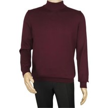 Men's Sweater Knit By BRANGO Turkey Mock Neck Cotton Blend 21050 Burgundy image 2