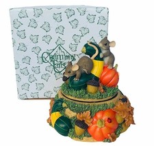 Charming Tails figurine fitz floyd mouse box anthropomorphic music box Pumpkin - £75.17 GBP