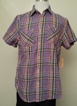 Denim&amp;Supply Ralph Lauren Men Shirt Size L Short Sleeve Violet Print Cotton New - £19.51 GBP