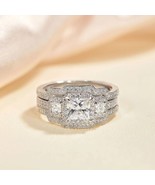 2.50Ct Princess Cut Simulated Diamond Bridal Ring Set In 14k White Gold ... - $302.39