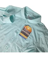 Mossy Oak Elements Youth Button Up Fishing Shirt Large Solid Blue Coolcore - $19.81