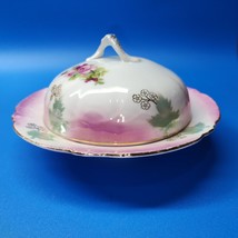 Vintage / Antique French Limoges Butter Dish Pink Gold Floral Garland - ... - $54.79