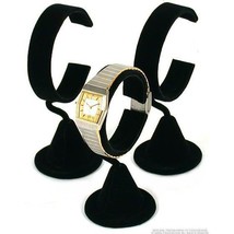 3 Black Velvet Wrist Watch Bracelet Jewelry Showcase Displays - £12.58 GBP