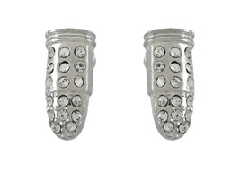 Zeckos Beautiful Chrome Bullet Rhinestone Stud Earrings - £11.22 GBP