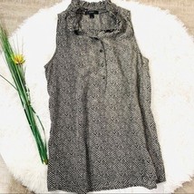 J. Crew Black Silk Sleeveless Ruffle Shirt Size 0 - £17.02 GBP