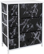 Sorbus Dresser With Drawers - Furniture Storage Tower, Marble Black/White Frame - £56.57 GBP