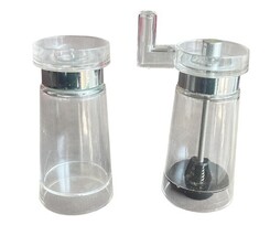 Clear Acrylic Salt & Pepper Grinder Set 4.25" High - Manual Hand Crank Mill vtg image 5