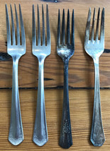 Set Lot 4 Various Vtg Mismatched Silverplate Genesee Walco Stainless Forks - £18.80 GBP