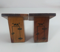Vintage Ma &amp; Pa Outhouse Denver Colorado Small Wooden Salt &amp; Pepper Shakers - $9.69