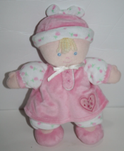 Carters Pink Flowers White Plush Heart Hat 10" Rattle Blonde Stuffed 47805 2005 - $24.16