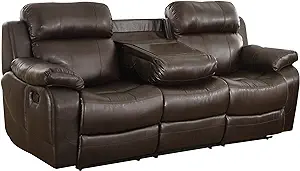 Homelegance Marille Reclining Sofa w/ Center Console Cup Holder, Brown B... - $2,009.99