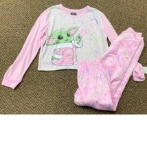 Girls Pajamas 2 Pc Star Wars Mandalorian Pink Purple Long Sleeve Shirt P... - £14.86 GBP