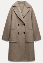 Zara Bnwt 2025. Mink Longline Double Breasted Wool Blend Coat. 4070/2214070 221 - £150.19 GBP