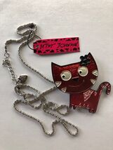 Betsey Johnson Red Cat Pendant/Brooch Silver Tone - €6,86 EUR