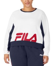 Fila Plus Size Calm Graphic Colorblocked Sweatshirt White Size 2X - $24.75