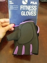 FILA Womens Fitness Fingerless Gloves - Black &amp; Purple M/L - £12.42 GBP