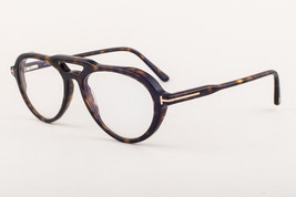 Tom Ford 5760 052 Dark Havana / Blue Block Eyeglasses + Brown Clip on Le... - $331.55