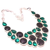 Black Rutile Faceted Apatite Quartz Handmade Necklace Jewelry 18&quot; SA 2695 - £11.98 GBP