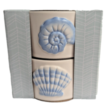 Bakeshop Ramekin Bowls 2pc Seashell Nautilus Blue White Ceramic Kitchen ... - $24.97