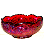 Vtg. Indiana Glass Iridescent Red/Yellow Amberina Carnival Glass Bowl w/... - £31.60 GBP