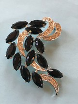 Vintage Large SARAHCOV Signed Black Marquise w Tiny Round Rhinestone Silvertone  - £13.87 GBP