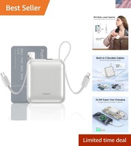 Compact 22.5W Fast Charging Power Bank with Built-In Cables for iPhone &amp;... - $38.50