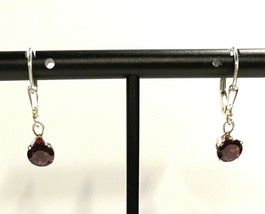 QVC Sterling Silver Drop Garnet Pierced Earrings - £22.77 GBP