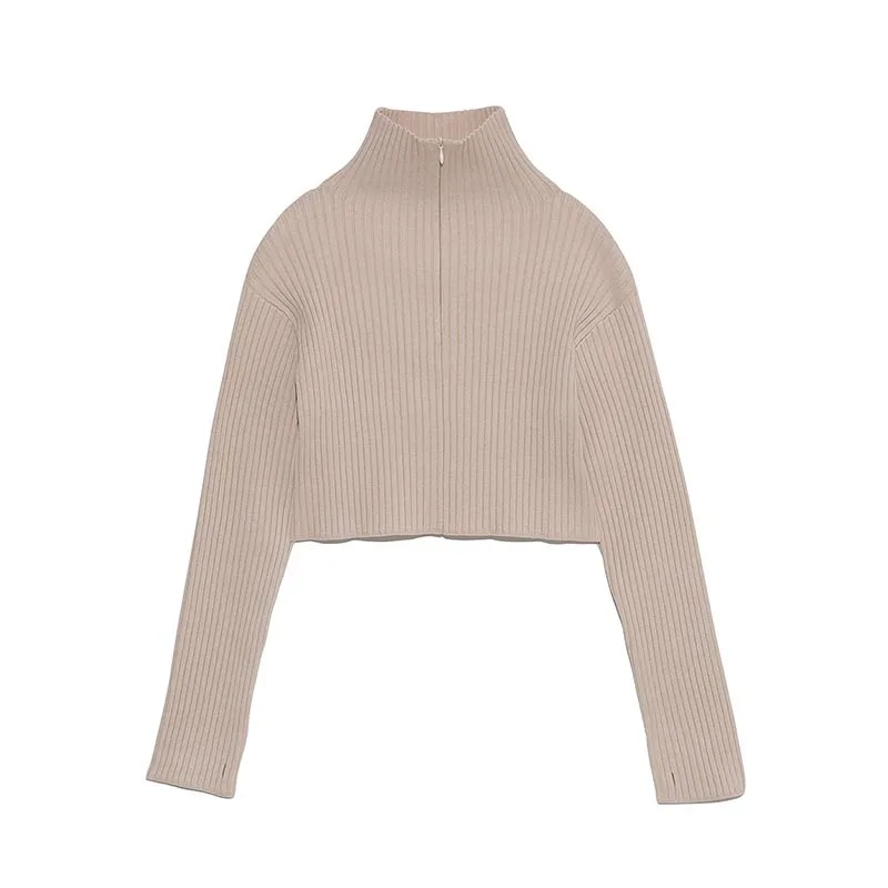 neck Long Sleeve s Women Solid Simple All Match Y2k Clothes Ribbed Knitwear Japa - £128.73 GBP
