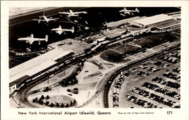 RPPC New York International Airport Idlewild Queens Vintage cars and Airplanes - £9.51 GBP