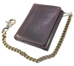 Hunter Vintage Leather Mens Trifold Biker Longchain Wallet with RFID Blocking - £11.60 GBP