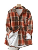 Thick Velvet Plaid Shirts Women Winter Warm Blouses and Tops New Casual Woolen S - £38.20 GBP
