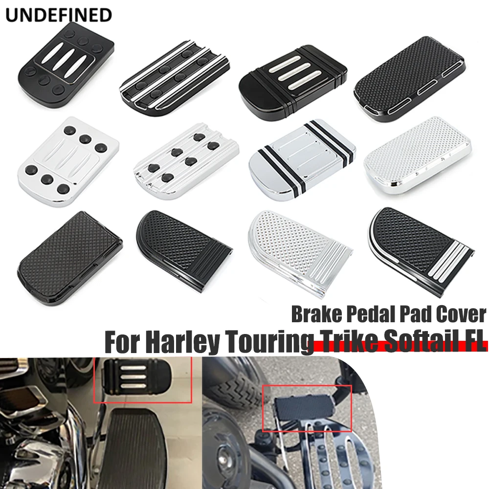 Motorcycle Black/Chrome Large Foot Pegs Footrest Brake Pedal Pad Cover For - £19.83 GBP+