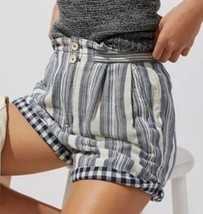 PILCRO everyday stripe Cuffed Shorts 26 Anthropologie Nacy+white Bottoms XS - £13.32 GBP