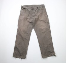 Vintage Dickies Mens Size 42x32 Thrashed Spell Out Wide Leg Canvas Pants Gray - £47.04 GBP