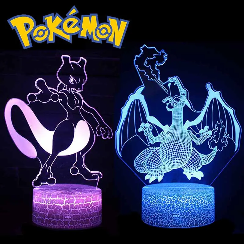Pokemon 16 Color 3D LED Lamp Pikachu Charizard Mewtwo Anime Figure Night Light - £18.72 GBP