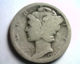 1919 MERCURY DIME ABOUT GOOD AG NICE ORIGINAL COIN FROM BOBS COINS FAST ... - $4.50
