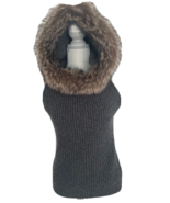 Brunello Cucinelli Cashmere Wool Metallic Rib  Hooded Fox Sweater Vest s... - £619.47 GBP