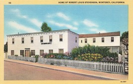 California Monterey Home Of Robert Louis Stevenson Postcard Linen L2 - £2.54 GBP
