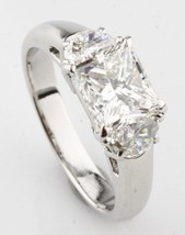 2.50 Carat Princess Cut 3 Stone Diamond Platinum Engagement Ring With EGL Cert - £16,467.74 GBP
