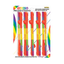 Rainbow Pecker Straws 10Pk - $21.59