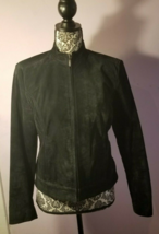 Valerie Stevens 100% Leather Black Suede Zippered Jacket Size Small S - £19.23 GBP